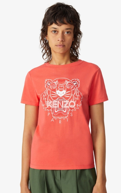 Kenzo Women Tiger T-shirt Red Orange